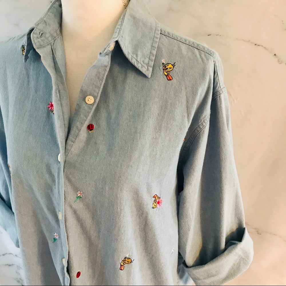 WARNER BROS. 90's Tweety Bird Chambray Tunic Top